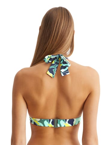 Marc O´Polo Beachwear Bikini-Oberteil in Türkis/ Gelb/ Dunkelblau