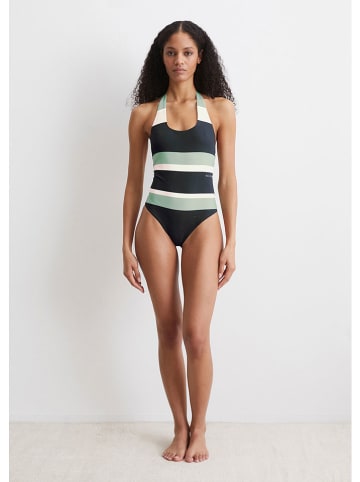 Badpak donkerblauw/mintgroen/wit