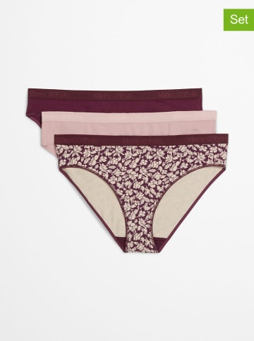 Marc O´Polo 3er-Set: Slips in Bordeaux/ Rosa