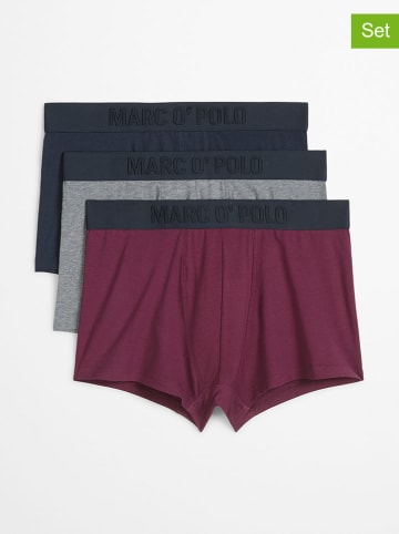 Marc O´Polo 3er-Set: Boxershorts in Bordeaux/ Grau/ Dunkelblau