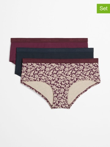 Marc O´Polo 3er-Set: Pantys in Bordeaux/ Dunkelblau