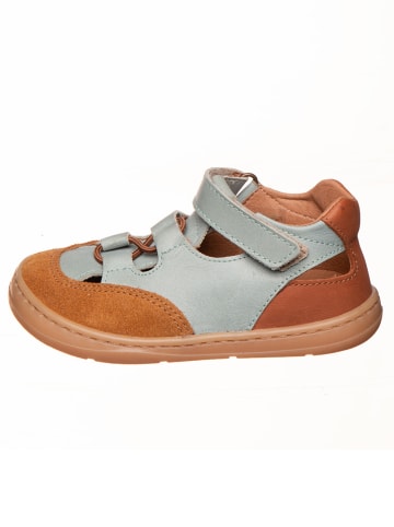 kmins Leder-Barfußschuhe in Hellbraun/ Hellblau