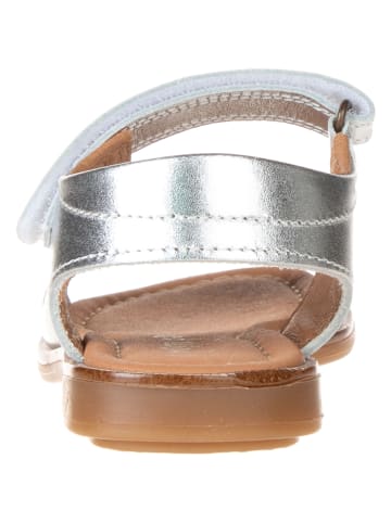 POM POM Leder-Sandalen in Silber