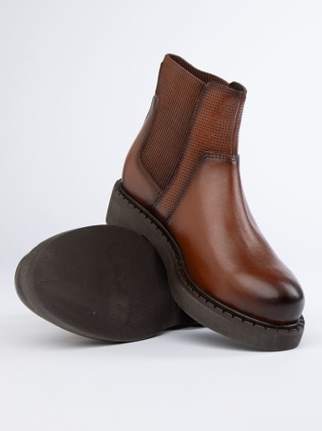 JOLANA & FENENA Leder-Chelsea-Boots in Hellbraun