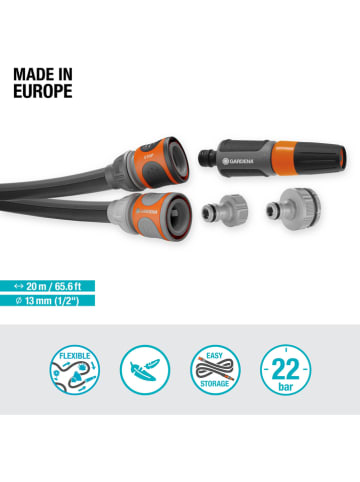 Gardena 6tlg. Textilschlauch-Set "Liano" in Grau - (L) 20 m