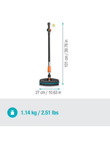 Gardena 3tlg. Cleansystem-Set mit Stiel "Hard" in Schwarz