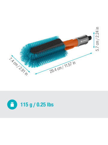 Gardena Fietsborstel "Cleansystem" lichtblauw/oranje - (L)29,4 cm