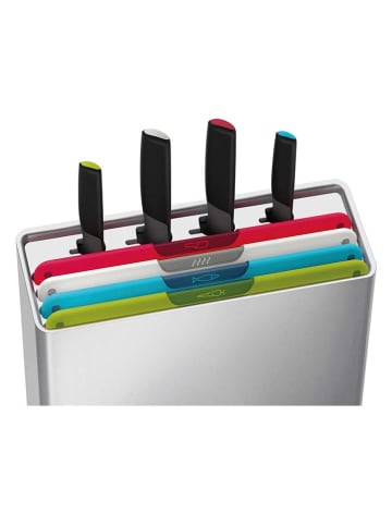 JosephJoseph 8-delige set: snijplanken & messen zilverkleurig/zwart