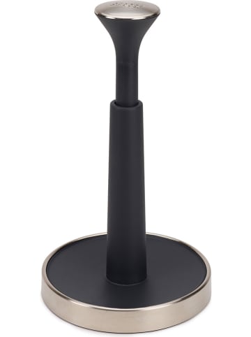 JosephJoseph Keukenrolhouder "Push & Tear" zilverkleurig/zwart - (H)28 x Ø 16 cm