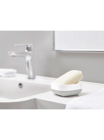 JosephJoseph Zeepschaaltje "Slim" wit/grijs - (B)7,9 x (H)3,6 x (D)7,4 cm