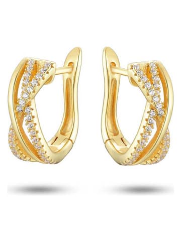 Les Petites Précieuses Vergulde creolen met edelstenen