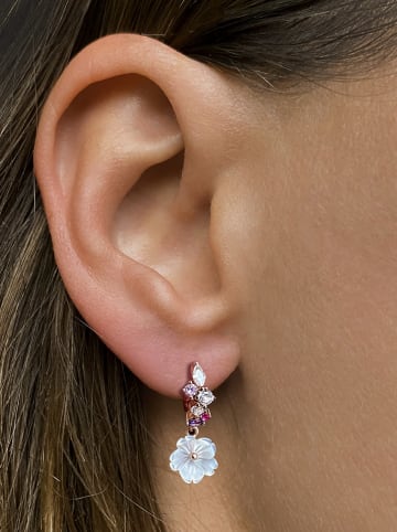 Les Petites Précieuses Rosévergold. Creolen mit Edelsteinen und Perlmutt