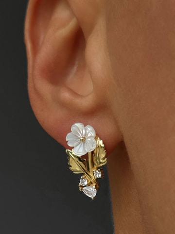 Les Petites Précieuses Vergold. Ohrstecker mit Edelsteinen und Perlmutt
