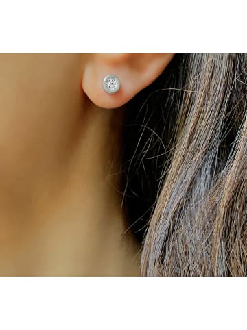 Les Petites Précieuses Zilveren oorstekers met diamanten