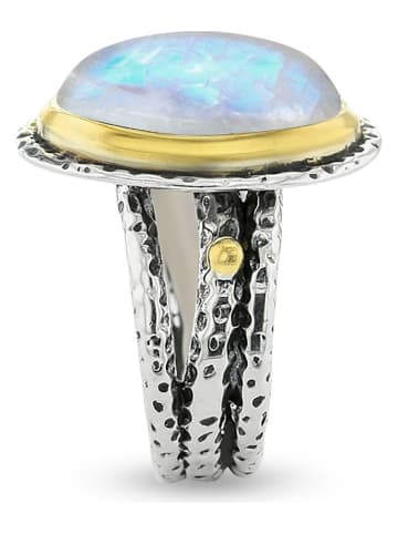 Les Petites Précieuses Pozłacany pierścionek z kamieniem księżycowym