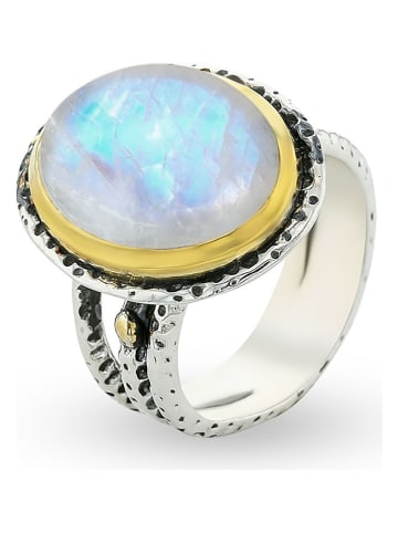 Les Petites Précieuses Pozłacany pierścionek z kamieniem księżycowym