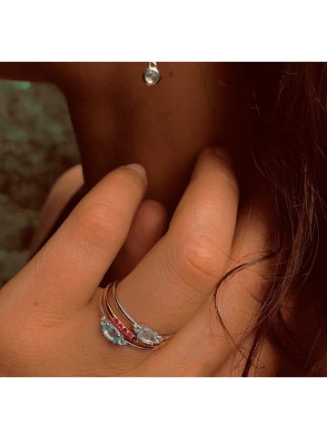 Les Petites Précieuses Srebrny pierścionek z topazem i cyrkonią