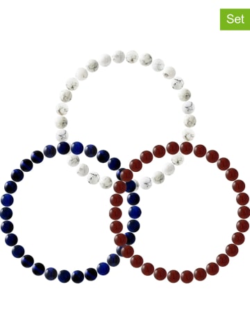 Pearline 3-delige set: armbanden wit/blauw/rood
