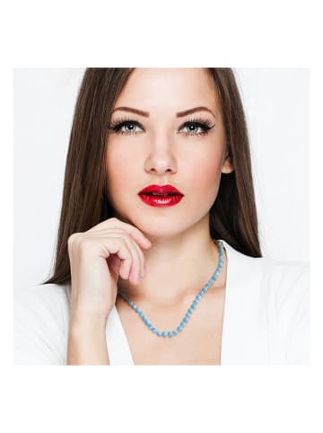 Pearline Srebrny naszyjnik z akwamarynem - dł. 50 cm