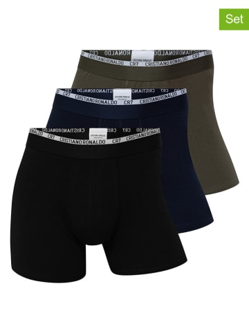 CR7 3er-Set: Boxershorts in Dunkelblau/ Braun/ Schwarz