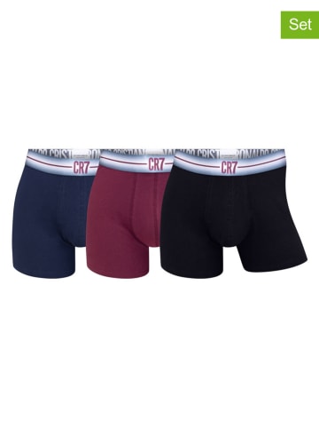CR7 3er-Set: Boxershorts in Dunkelblau/ Bordeaux/ Schwarz