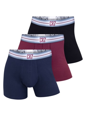 CR7 3er-Set: Boxershorts in Dunkelblau/ Bordeaux/ Schwarz