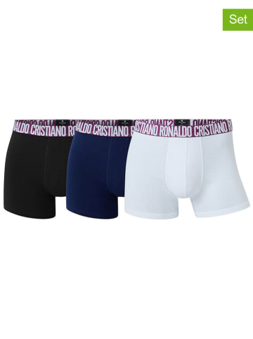CR7 3er-Set: Boxershorts in Dunkelblau/ Weiß/ Schwarz