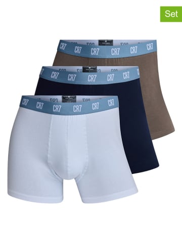 CR7 3er-Set: Boxershorts in Dunkelblau/ Braun/ Weiß
