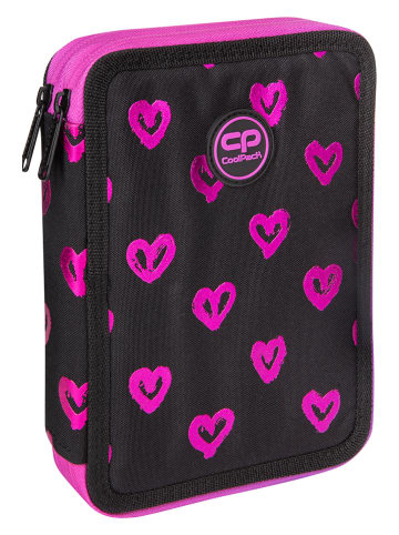 CoolPack Piórnik "Electra Hearts" w kolorze czarno-różowym - 21 x 6 x 16 cm