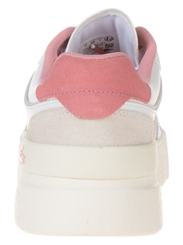 Lacoste Skórzane sneakersy w kolorze biało-jasnoróżowym