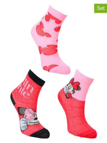 Disney Minnie Mouse 3er-Set: Socken "Minnie" in Rosa/ Rot