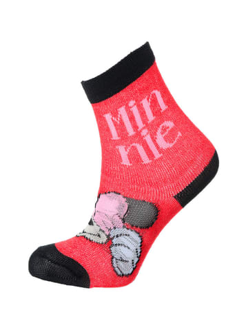 Disney Minnie Mouse Skarpety (3 pary) "Minnie" w kolorze jasnoróżowo-czerwonym