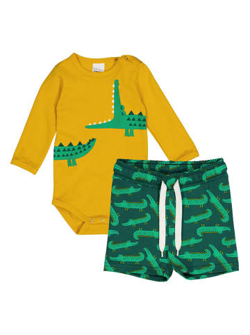 Fred´s World by GREEN COTTON 2tlg. Outfit "Croco" in Gelb/ Grün