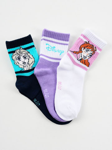 FROZEN 3er-Set: Socken "Frozen" in Dunkelblau/ Lila/ Weiß