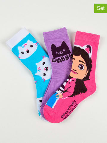 Gabby's Dollhouse 3-delige set: sokken "Gabby's Dollhouse" blauw/paars/ roze