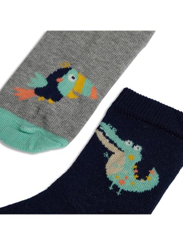 JAKO-O 2er-Set: Socken in Grau/ Dunkelblau