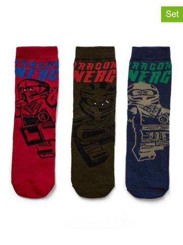 LEGO 3er-Set: Socken in Braun/ Rot/ Dunkelblau