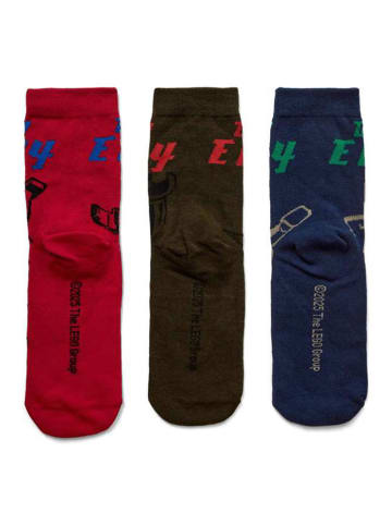 LEGO 3er-Set: Socken in Braun/ Rot/ Dunkelblau