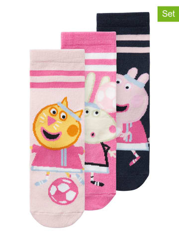 name it 3er-Set: Socken "Merana Peppa" in Dunkelblau/ Rosa/ Pink