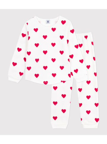 PETIT BATEAU Pyjama in Weiß/ Rot