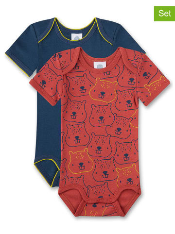 Sanetta 2-delige set: rompers donkerblauw/rood