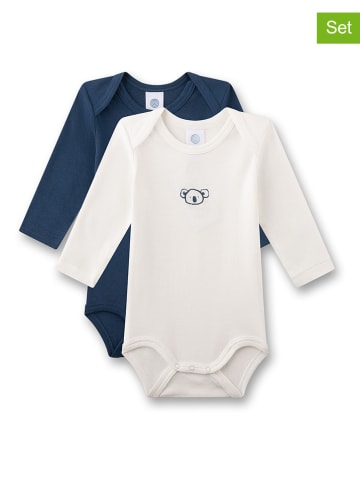 Sanetta 2-delige set: rompers donkerblauw/wit