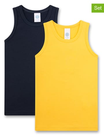 Sanetta 2-delige set: hemdjes geel/donkerblauw