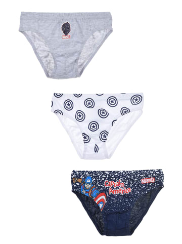 Avengers 3er-Set: Slips "Avengers" in Grau/ Weiß/ Dunkelblau