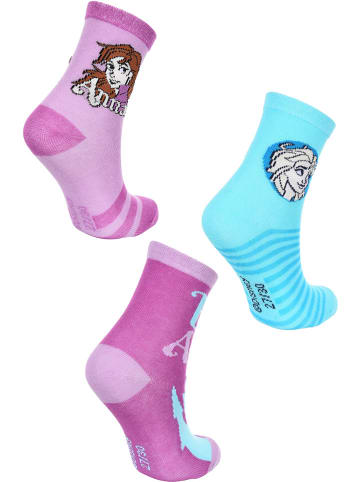 FROZEN 3er-Set: Socken "Frozen" in Lila/ Türkis