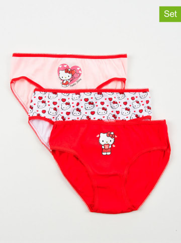 Hello Kitty Majtki (3 pary) "Hello Kitty" w kolorze jasnoróżowo-czerwonym