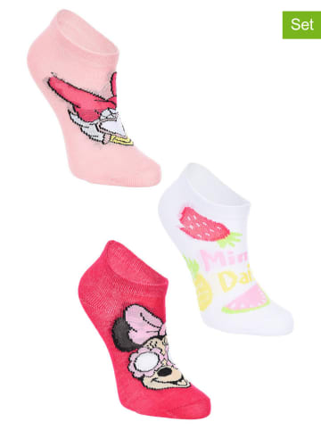Disney Minnie Mouse Skarpety (3 pary) "Minnie" w kolorze biało-jasnoróżowym