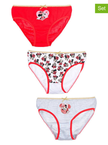 Disney Minnie Mouse 3er-Set: Slips "Minnie" in Weiß/ Rot/ Grau