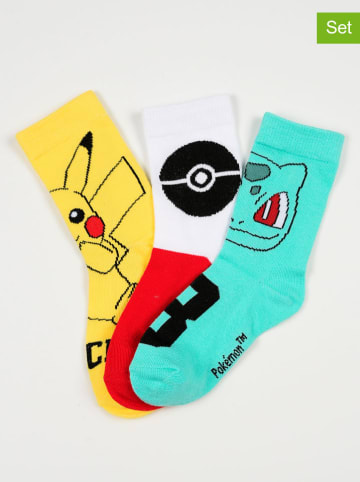 Pokémon 3-delige set: sokken "Pokémon" geel/roze/turquoise