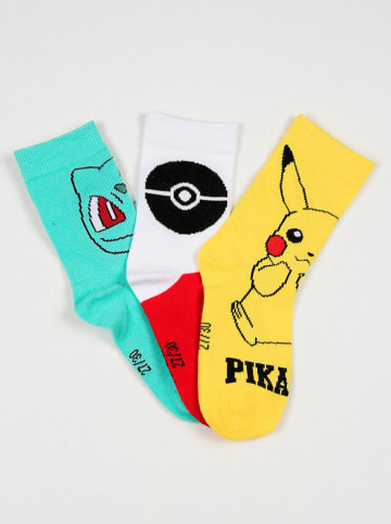 Pokémon 3er-Set: Socken "Pokémon" in Gelb/ Pink/ Türkis